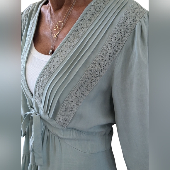 Baltic Born Amelia Sage Green Mini Dress Boho Tiered Ruffle Hem Size S - Picture 6 of 9